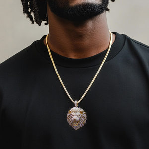 Premium Lion Head Pendant Chain Micro Pave Cubic Zirconia <b>Necklace</b> Luxury <b>Statement</b> Jewelry - Product Image 3