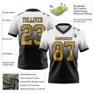Camiseta de Fútbol Blanca Personalizada, Malla Negra Dorada Antigua, Auténtica, a la Moda, de Alta Calidad, Transpirable, Ropa Deportiva, Rendimiento Atlético - Product Image 2