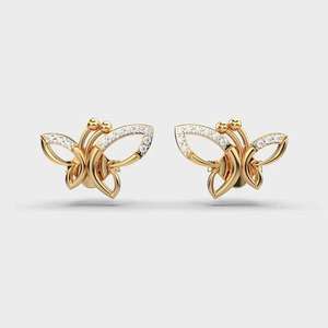 Elegantes Pendientes de Diamantes con Diseño de Mariposa en Oro Puro de 14K, Diamantes Cultivados en Laboratorio, Regalo de San Valentín para Ella, para Fiestas, 2026 - Product Image 1