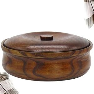 Cuencos de madera hechos a mano con tapas, diseño tradicional chino con vetas de madera natural para servir alimentos, cocina de madera premium. - Product Image 3