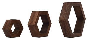 Hexagon Shaped Wooden <b>Tea</b> Light Holder for Home Decor Festive Decoration - Product Image 3