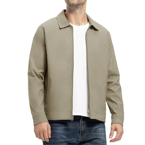 Chaqueta Bomber de Poliéster para Hombre, Color Caqui, Cuello Alto, Corte Regular, Estilo Deportivo, Cierre de Cremallera, Ropa de Invierno - Product Image 3