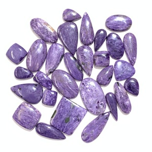 ราคาโรงงานขายส่งพลอยชารอยต์ธรรมชาติแบบหลวม รับรองโดย IGI รูปทรงคาโบชอง ขนาดคละ 3 มม.-20 มม. สำหรับทำเครื่องประดับ - Product Image 1