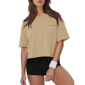 Custom Women's Crew Neck Crop <b>T</b>-<b>Shirt</b> Manufacturer Casual <b>Rainbow</b> Digital Printed Cotton Polyester Short Length Sweet Washed - Product Image 2