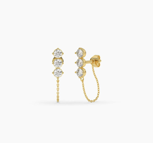 Magnifiques boucles d'oreilles en or 14 carats avec diamants de laboratoire pour femmes, bijoux fins de créateur pour les occasions spéciales - Product Image 4