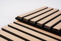 Panneau mural en bois rainuré Akupanel en chêne naturel pour intérieur, panneau mural à lattes absorbant le son, panneau acoustique insonorisant