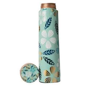 Bouteille d'eau en cuivre pur avec revêtement en galets de rivière foncés, capacité 1L, motif mosaïque de roche naturelle décorative, vente en gros - Product Image 2