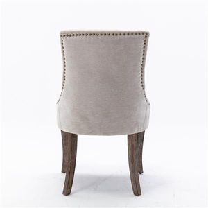 Set di 2 Sedie da Pranzo Ultra Side con Schienale in Tessuto e Schiuma Ispessita, Gambe in Legno Massello dai Toni Neutri e Borchie in Bronzo per Parchi - Product Image 6
