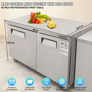 Frigorifero Sottobanco Professionale da 48 Pollici con Piano di Lavoro, Capacità 12,85 Cu. Ft. Frigorifero in acciaio inox spesso e resistente - Product Image 2