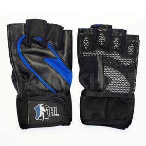 Gants de musculation professionnels bleus et noirs avec rembourrage amélioré de la paume |   Poignée antidérapante de qualité supérieure pour un équipement de musculation ultime - Product Image 1