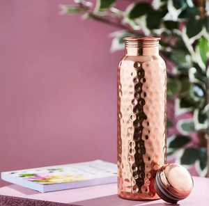 Bouteille d'eau en cuivre martelée artisanale – Vaisselle en cuivre à prix abordable - Product Image 5