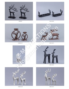 Handmade Silver Reindeer Sculpture Christmas Holiday Gift Decoration Tabletop Decoration Metal & Wood Multi-Color Options - Product Image 5