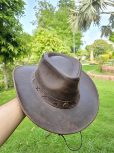 Saleh Enterprises Premium Genuine Leather Cowboy <b>Hat</b> Vintage <b>Western</b> Cowgirl Ranch <b>Hat</b> Custom Branding OEM Wholesale Supplier - Product Image 2