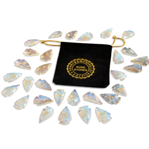 High quality opalite arrowhead rune <b>set</b> <b>Crystal</b> Rune Wicca Energy natural stone for Divination and Intuition Meditation seller - Product Image 5