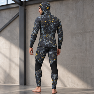Traje de Neopreno Estampado para Hombre TESSUTO, Traje de Buceo de 2 Piezas con Capucha para Pesca Submarina, Traje de Buceo Libre con Estampado de Mármol, Listo para Enviar - Product Image 2