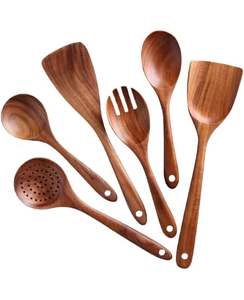 Juego antiguo para servir ensaladas, utensilios para servir con toque de madera para vajilla de lujo - Product Image 3