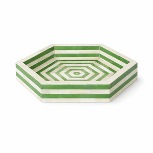 Art Deco Bone Inlay Hexagon Serving <b>Tray</b> with Handles|Decorative Wood Mop Inlay <b>Tray</b> for Drinks, Vanity, <b>Breakfast</b> & Home Decor - Product Image 2