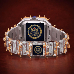 Neue Luxus-Hip-Hop-Uhr, vollständig mit Moissanit besetzt, mechanisch, analog, Edelstahl, Roségold, Dornenarmband, 42 mm, römisches Zifferblatt - Product Image 3