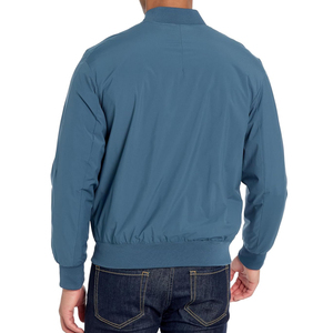 Blouson bomber bleu pour homme, fermeture éclair sur le devant, col montant, coupe-vent, vêtement décontracté d'automne, matière polyester - Product Image 4