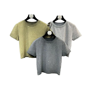 Professional Manufacturer Custom Color Crop <b>Top</b> T-shirt Good Design Lightweight Plus Size <b>Rhinestone</b> 100% Cotton Quick Dry - Product Image 1