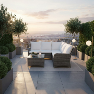 Traditional Design Outdoor <b>Wicker</b> Sofa Set with Powder-coated Steel Frame and Glass OEM <b>Coffee</b> <b>Table</b> for Home Villa or Resort - Product Image 6