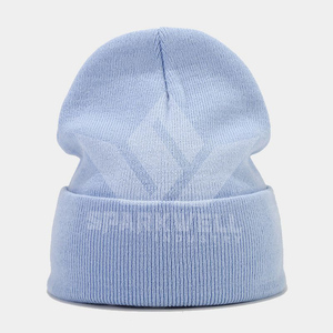 Bonnet unisexe blanc en acrylique tricoté 100 %, couleur unie, décontracté, chaud pour l'hiver, pour adultes - Product Image 2