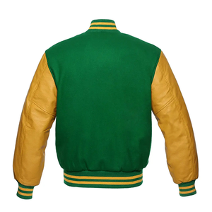 Chaqueta universitaria verde para hombre, chaqueta Letterman con mangas de cuero, chaqueta universitaria de cuero personalizada al por mayor para hombre - Product Image 3