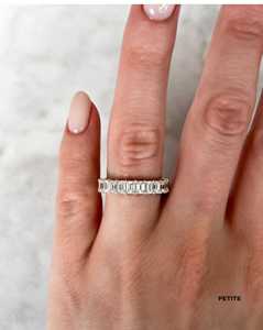 3.6mm Emerald Cut Lab Grown Diamond Half Eternity Wedding Bands 14K Solid Gold Minimalist <b>Stacking</b> <b>Rings</b> Factory Price Wholesale - Product Image 2