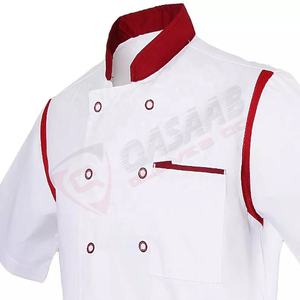 Hommes et femmes cuisinier-cuisine à manches courtes Logo personnalisé coton tissu respirant-cuisine chef uniformes manteaux veste - Product Image 4