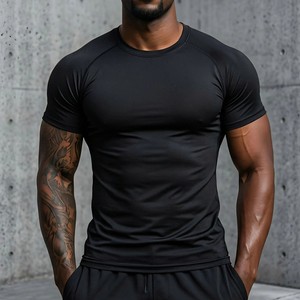 T-shirt de sport basique en coton pour homme, coupe ajustée, vêtements de sport, t-shirt d'entraînement, marque privée - Product Image 6