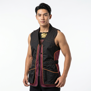Men's Black Zipper Vest Stand Collar Breathable Mesh Sporty <b>Waistcoat</b> with Front Pockets - Product Image 4