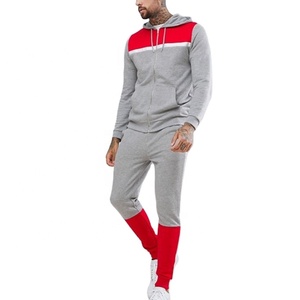Wholesale Men's Homme Slim Fit Tracksuit Set Zip Up Hoodie Fitted Cuffs Skinny Joggers Color Block Sweat Suit - Product Image 2