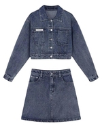 Ensemble en jean pour femme de haute qualité, respirant, décontracté, pour l'été et le printemps, avec haut boutonné et jupe en jean