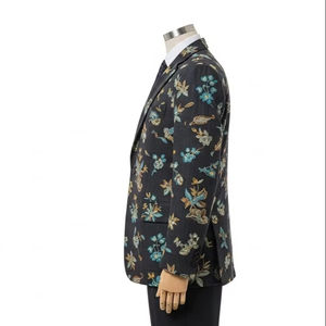 Blazer professionnel brodé et perlé à col mandarin, en mélange de laine, coupe ajustée, pour homme et femme, idéal pour le bureau - Product Image 3