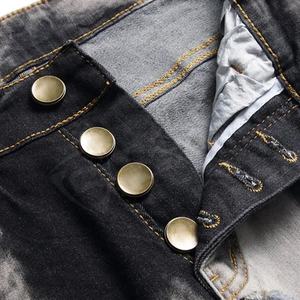 Jeans slim tendance noir et bleu, nouvelle arrivée, couture tendance, imprimé patchwork, pantalon décontracté pour homme, pantalon en denim - Product Image 3