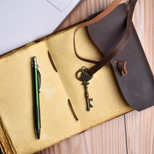 Rustic Buff Vintage Leather Journal with Key Closure 100 Sheets Handmade Diary Notebook Writing <b>Gifts</b> Travel <b>Memory</b> Book - Product Image 4