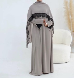 Abaya Negra de Poliéster con Cuentas y Bordado Floral, Túnica Musulmana Tradicional de Manga Larga para Mujer, Ropa Exterior Modesta hasta el Suelo - Product Image 5