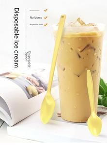 Factory Wholesale Disposable <b>Plastic</b> Coffee Spoons with <b>Mirror</b> Polish Long Handle for Party Use - Product Image 5