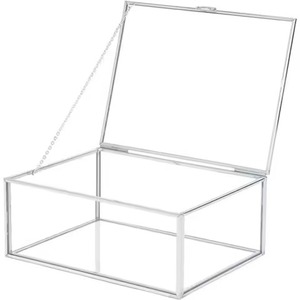 Boîte de rangement rectangulaire en verre pour bijoux, avec couvercle à charnière, décoration décorative pour la maison, rangement pour souvenirs, pour bagues - Product Image 2