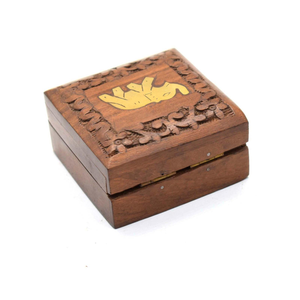 Grande boîte de rangement en bois pur, design sculpté à la main, forme rectangulaire, articles précieux, fabriqué en Inde, sur mesure - Product Image 4