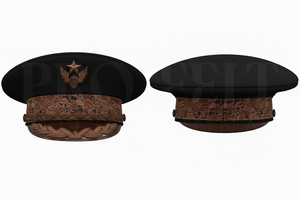Comfortable Trendy Hot Sale Embroidered Black Peak Cap with <b>Red</b> Decorative Band Classic Formal Uniform Style Headwear for Men - Product Image 2