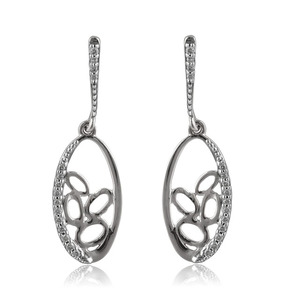 Boucles d'oreilles pendantes en or rose 14 carats plaqué or, avec feuille ovale et diamant de laboratoire, pour femmes, bijoux de luxe de créateur - Product Image 3