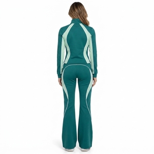 Long Sleeve <b>Jacket</b> Elastic Waist Pants Trendy Streetwear OEM Fashion <b>Women</b> Zipper Tracksuit Two Piece Matching Outfit - Product Image 2