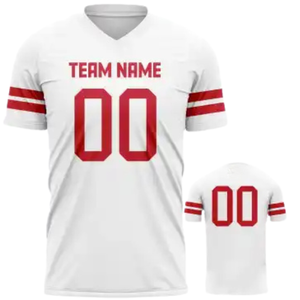 เสื้อฟุตบอลแบบคอวี ผลิตตามสั่ง ย้อมสีแบบ Sublimation เต็มตัว ผ้าโพลีเอสเตอร์ 100% ระบายเหงื่อได้ดี ชุดทีม OEM ขายส่ง - Product Image 1