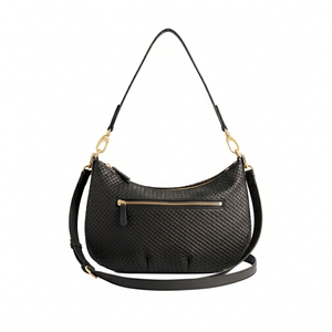 Bolso de Hombro Royaa 2025 Nacional de Inglaterra, de Cuero Genuino, Resistente al Agua, Tejido a Mano, Forma de Media Luna, Forro de Poliéster, con Cierre - Product Image 3