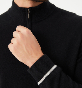 Winter New <b>Men's</b> European-size Sweater <b>Long</b>-sleeved Half-zipper Collar Solid Color High Elasticity Casual Winter Wear - Product Image 4