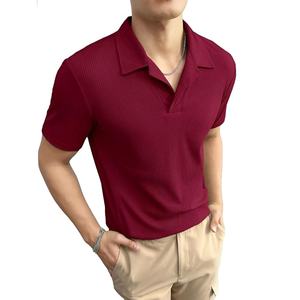 Camiseta informal sólida de media manga con cuello de polo de ajuste regular para hombre de alta calidad - Product Image 1