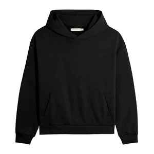 Sudadera con Capucha Negra para Hombre, Corte Regular, Tejido de Punto, Color Sólido, Estilo Casual para Otoño, con Bolsillos - Product Image 1