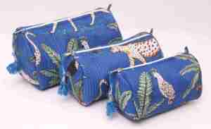 Custom Quilted Cotton Cosmetic Bag Set Handmade Block Print Makeup Pouch Travel Toiletry Organizer Jewelry Bathroom 3 Piece Set - Product Image 2