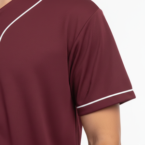 Camiseta de Béisbol al Por Mayor, Corte Regular, con Botones Frontales, Precio Económico, Diseño Sólido, Secado Rápido, 100% Poliéster, Servicio OEM - Product Image 4